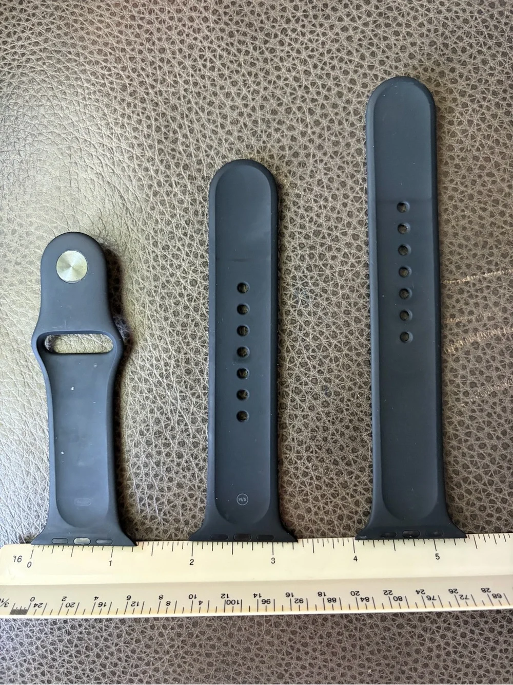 Apple Watch Black Silicone Watch Band Replacement - 3-Piece Set 42mm S/M and M/L